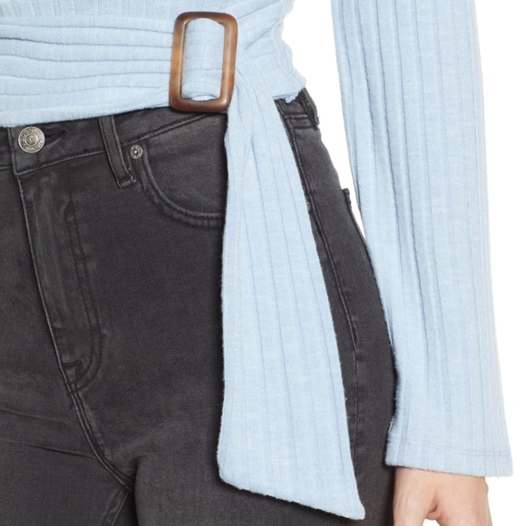 BP | NWOT belted wrap sweater top flared sleeves - Picture 6 of 7